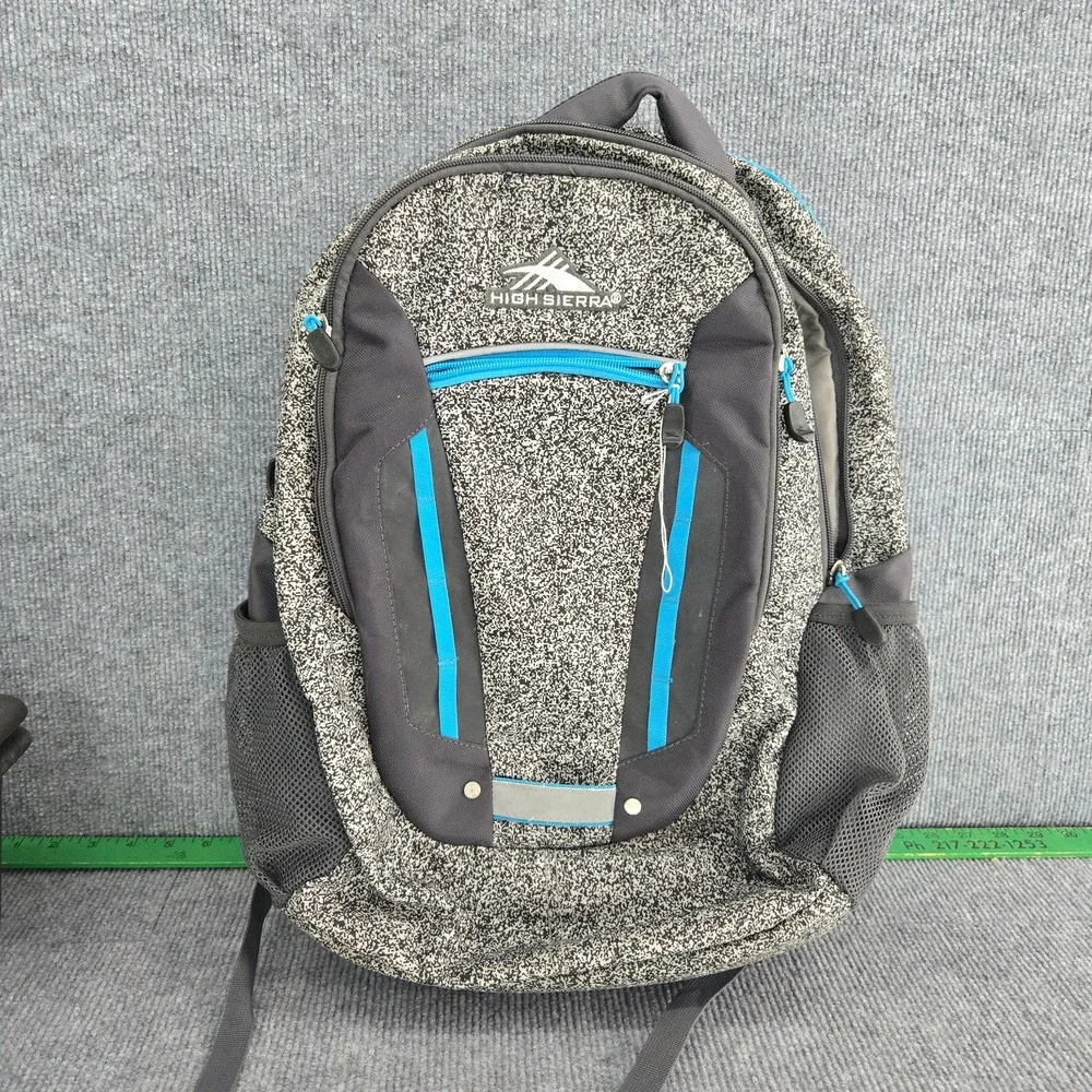 High Sierra Backpack Gray Blue Mesh Laptop School Bag